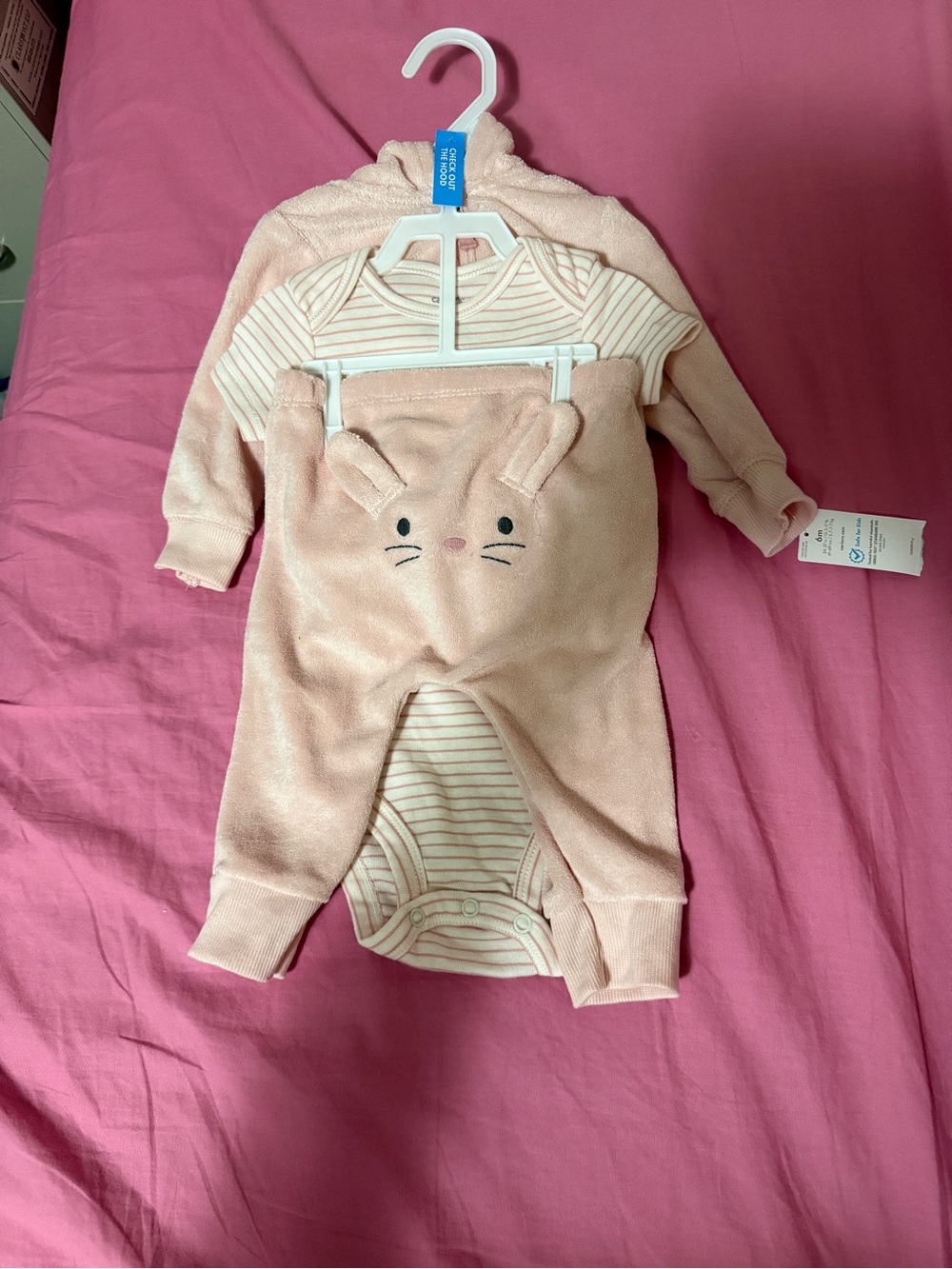 Carter's Soft Pink Bunny 3-Piece Bodysuit Set